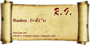 Rados Irén névjegykártya