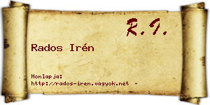 Rados Irén névjegykártya